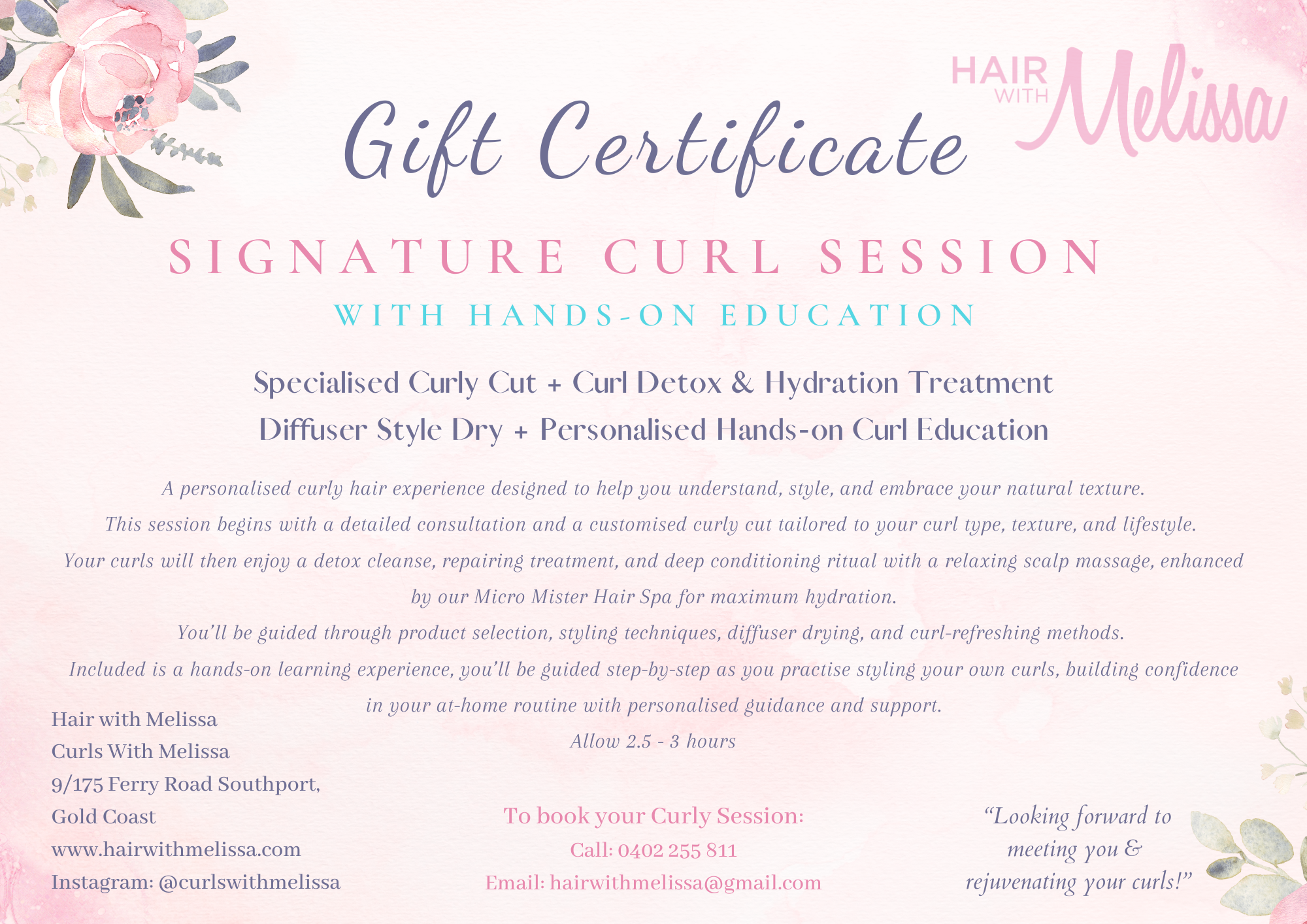 Signature Curl Session: With Hands-on education - Medium to Long Hair