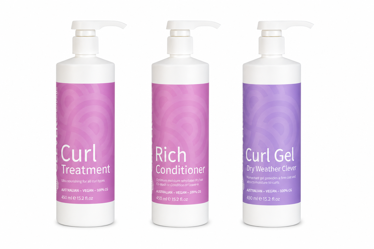 Trio Pack – Curl Treatment 450ml + Rich Conditioner 450ml + Dry Weather Gel 450ml