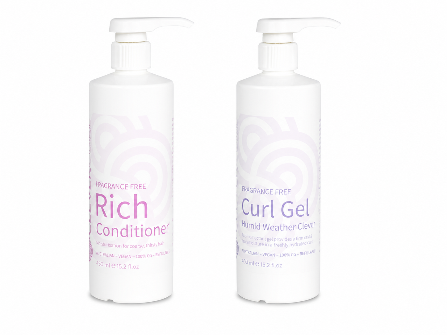 Duo Pack – Fragrance Free - Rich Conditioner 450ml & Humid Weather Gel 450ml