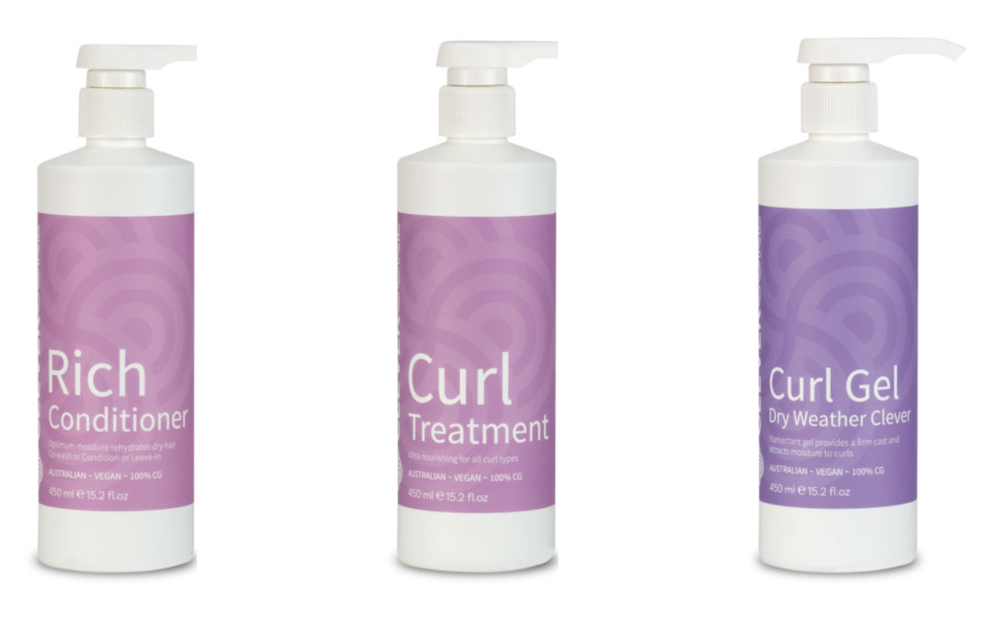 Trio Pack – Curl Treatment 450ml + Rich Conditioner 450ml + Dry Weather Gel 450ml